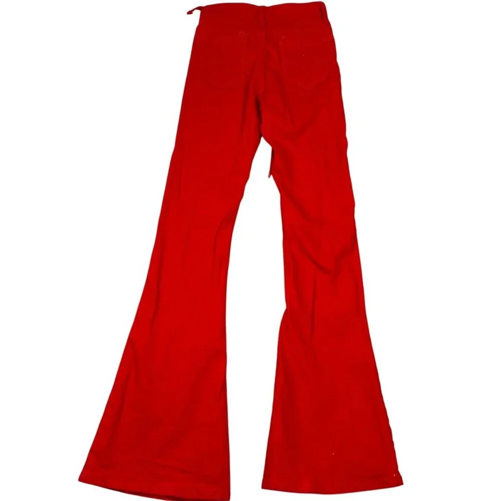 Edikted Woman's Pants XS Red Lace-Up Flared Bell Bottom Cotton Blend Retro Y2K S